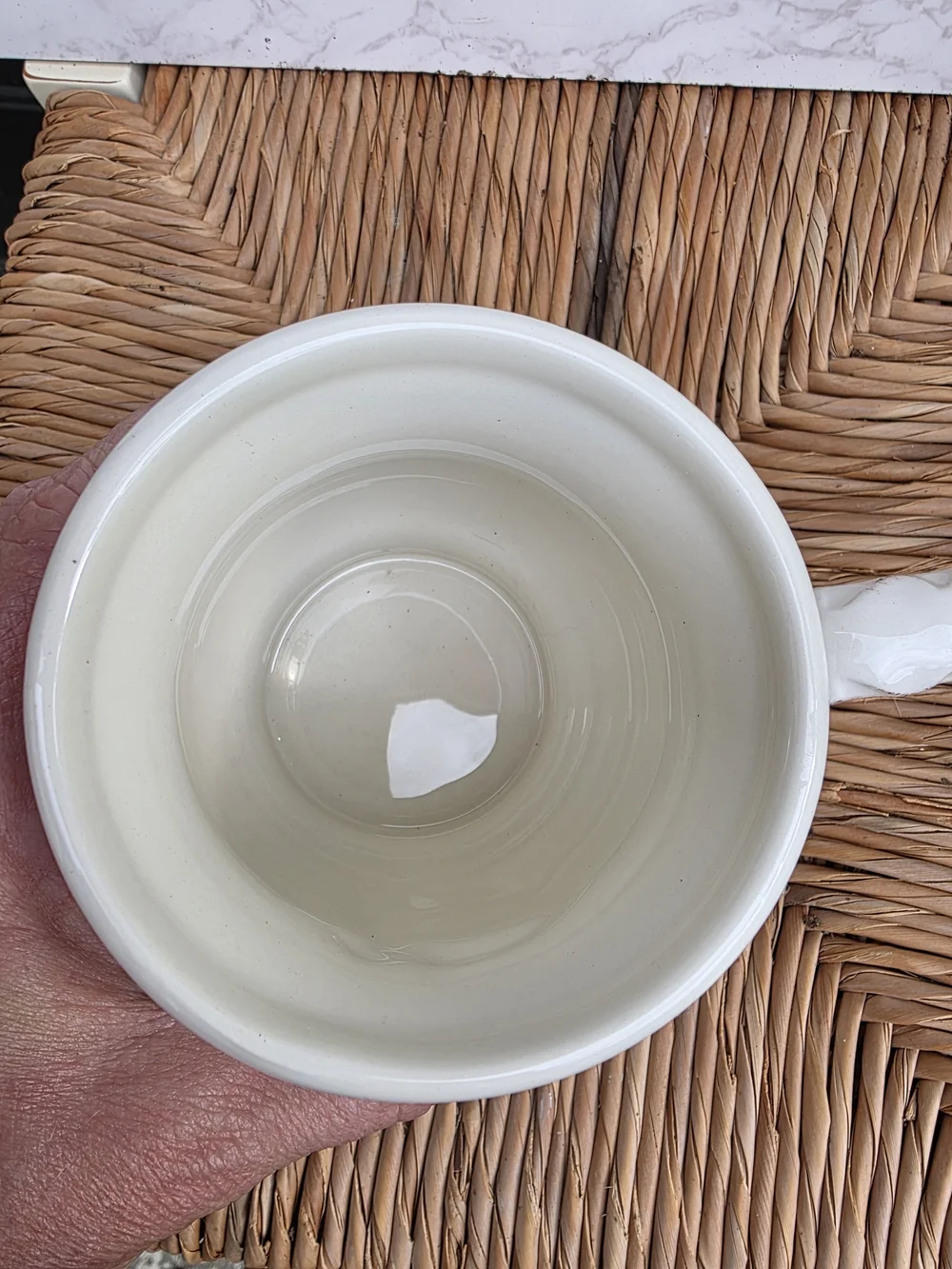Pier 1 Cream Ceramic Mug with Sculpted Handle Monogram D